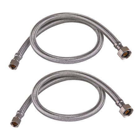 HAUSEN 30-Inch Stainless Steel Faucet Connector 3/8'' C X 1/2"FIP, Faucet Supply Line, 2PK HA-FC-105